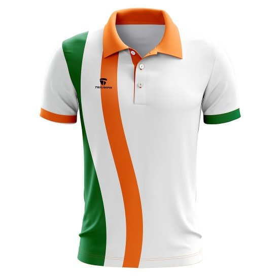 India Tri-Color Customized Polo Neck Men’s T-shirts