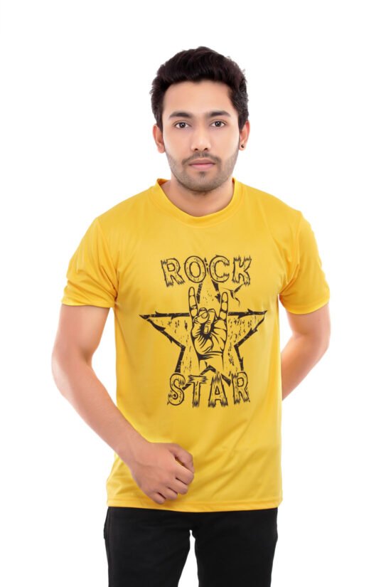 Yellow Printed Casual Tees