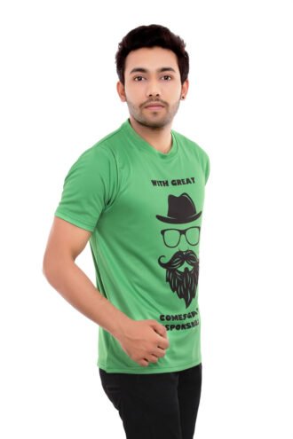 Green Casual Tshirt with Slogan
