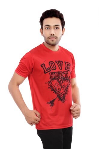 Red Casual Compressed Tshirt Round Neck