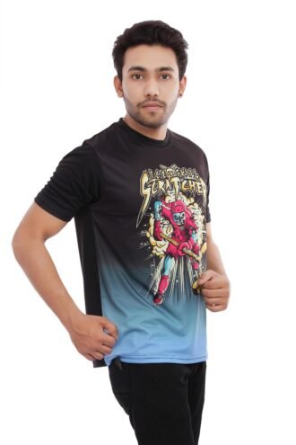 Printed Design Casual Black Tshirt