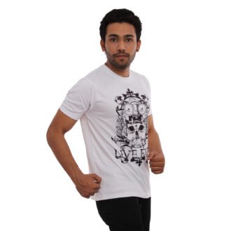 Skull Printed Casual Tshirt White