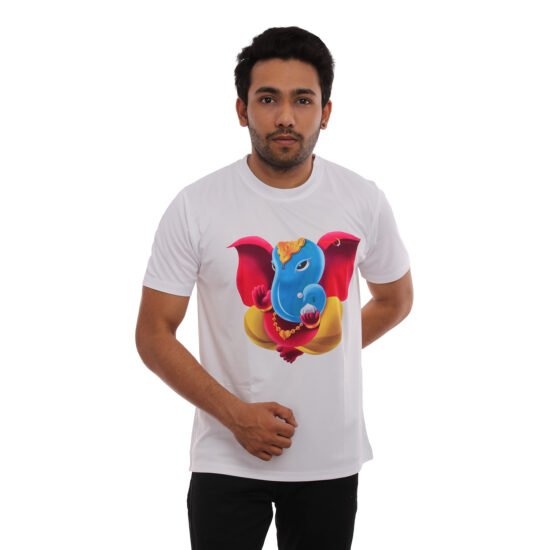 Ganpati Printed Casual Tshirt White