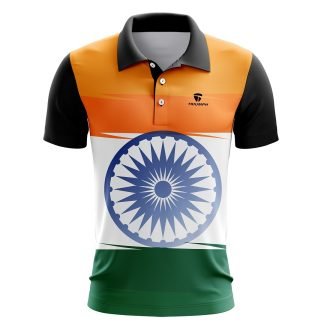 India Independence Day Black Polo Casual Tshirt